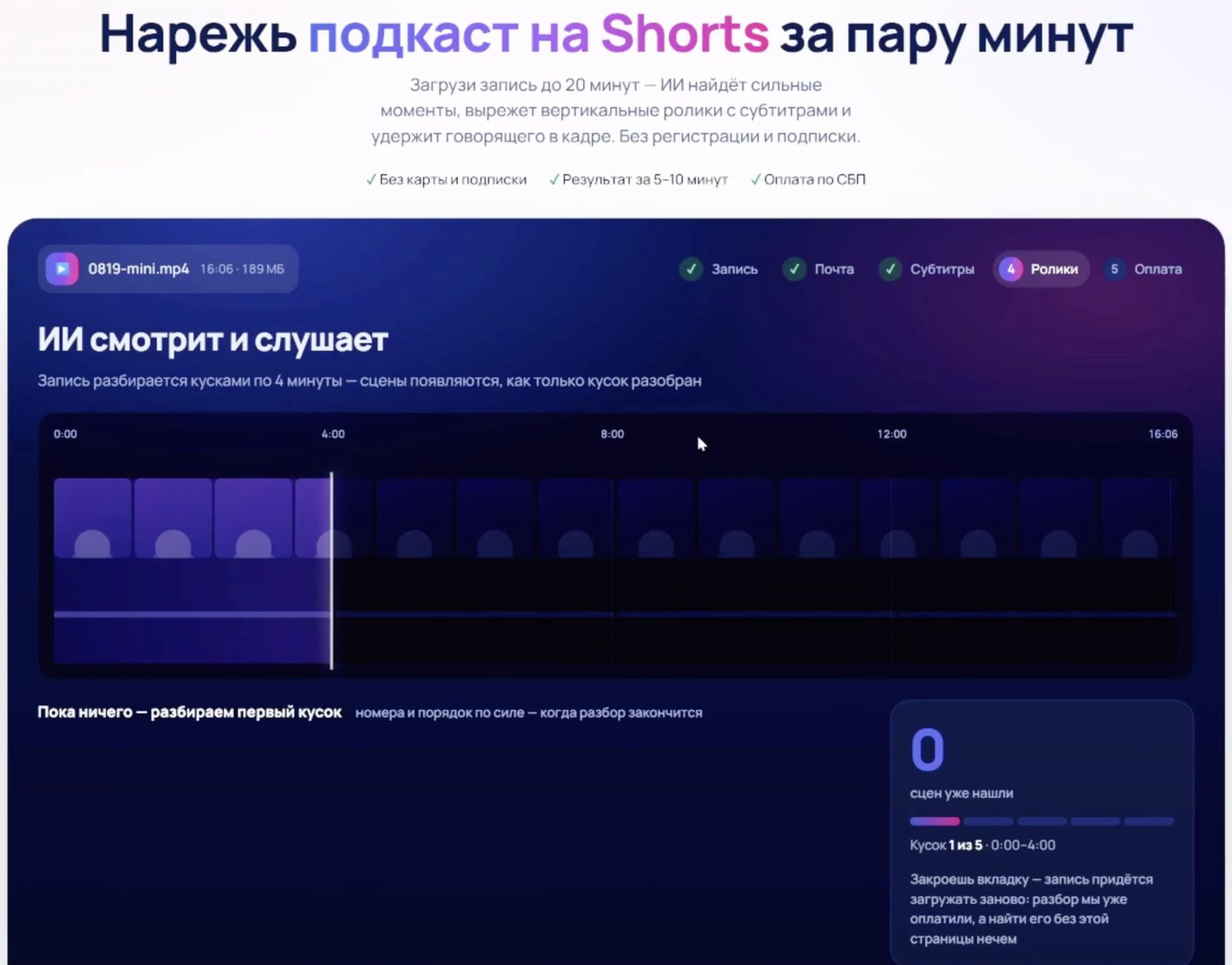 Анализ видео по смыслам и эмоциональным моментам.