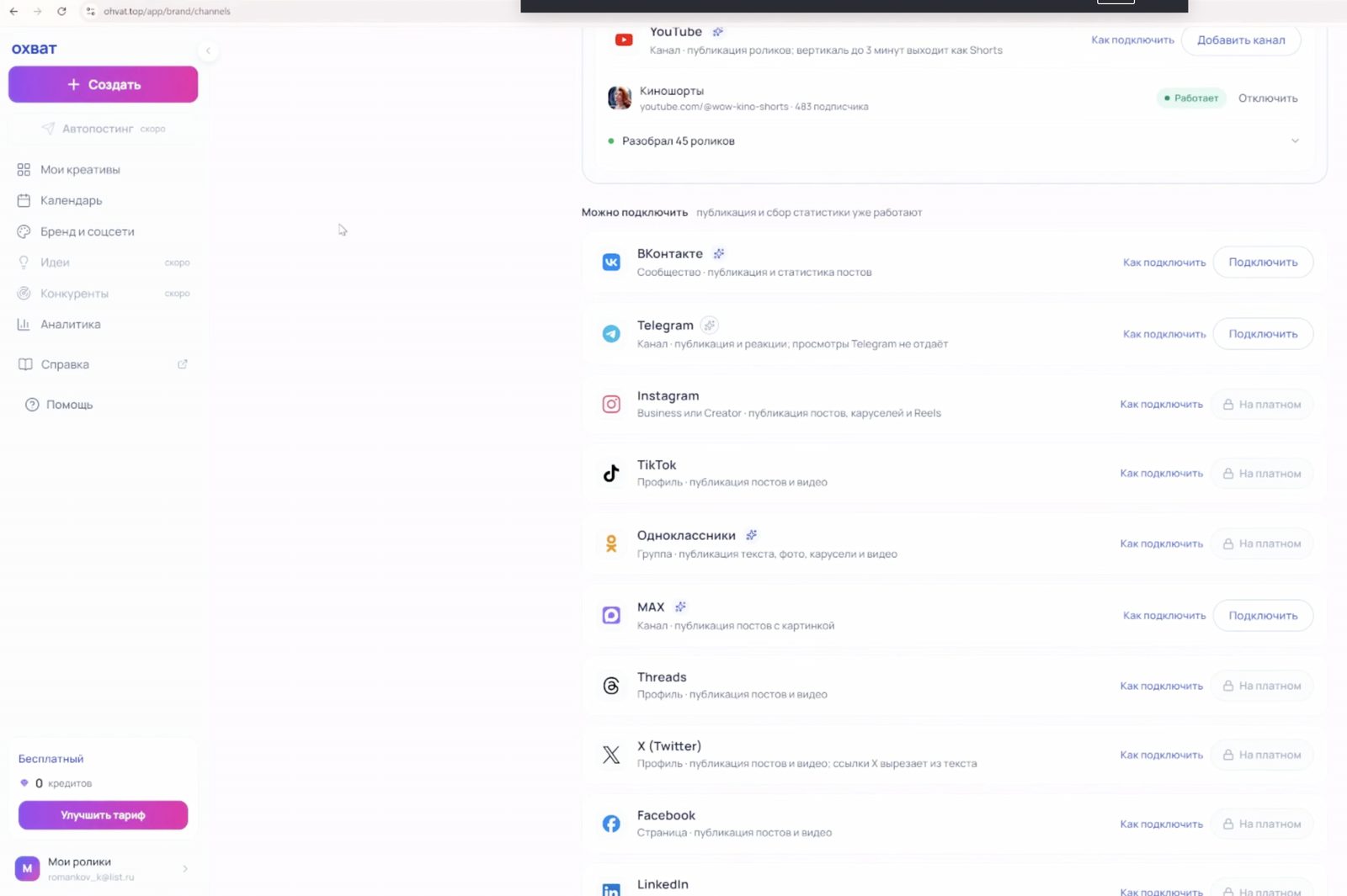 Список всех площадок которые вы можете подключить к авпостингу
